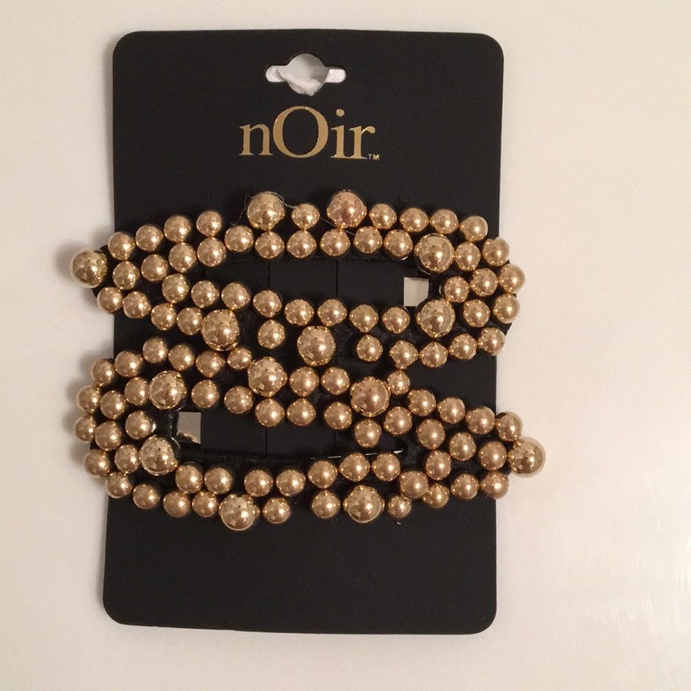 New Pair Noir Golden Balls Hair clips Large